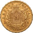 Francja Napoleon III 20 franków 1869 Paryż st. 3/3+