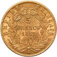 Francja Napoleon III 5 franków 1867 A-Paryż st. 2/2+