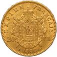 Francja Napoleon III 20 franków 1868 Paryż st. 2/2+