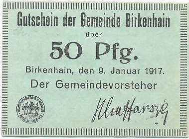 Brzeziny 50 fenigów 1917