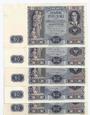 20 zł, 1936, zestaw 5 banknotów, Nr 9500