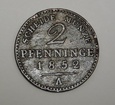 NIEMCY Prusy 2 pfennige 1852 A