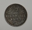NIEMCY Prusy 2 pfennige 1849 A