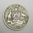 AUSTRALIA  6 pence 1950