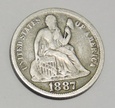 USA dime 10 cents 1887 Liberty Seated