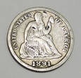 USA dime 10 cents 1891 Liberty Seated