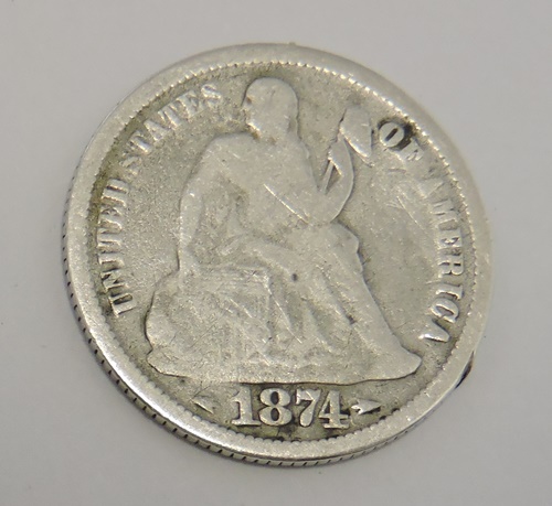 USA dime 10 cents 1874 Liberty Seated