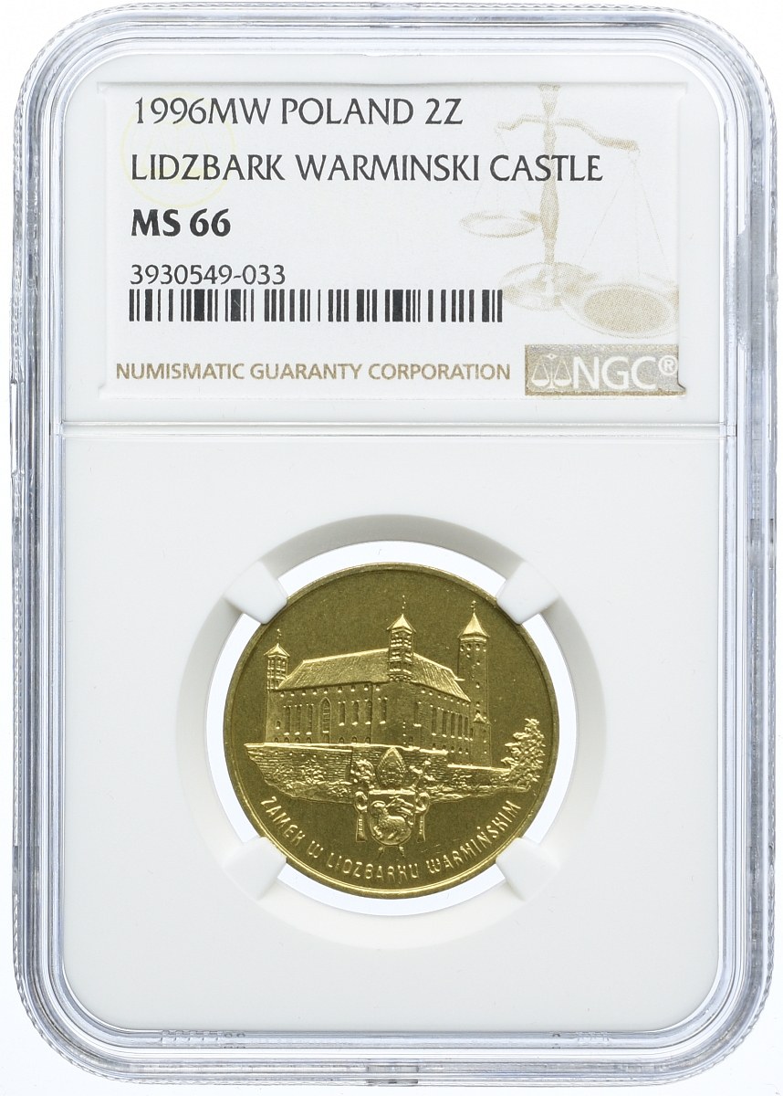 2 złote 1996 Zamek w Lidzbarku Warmińskim, NGC MS66
