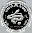 Australia, 1 dolar 2001, Lunar I, Rok Węża, NGC PF64