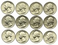 USA, zestaw 25 centów 1965-1977 (12szt.)