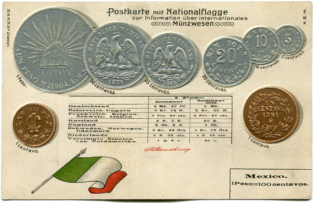 Meksyk - pocztówka z monetami