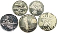 Liberia, 5 dolarów 1998-2000 (5szt.)
