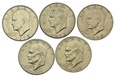 USA, zestaw 1 dolar 1972, 1976 (5szt.)