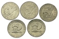 USA, zestaw 1 dolar 1972, 1976 (5szt.)