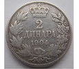 2 DINARY 1904 PIOTR I Królestwo Serbii 1882 - 1917