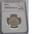 1 ZŁOTY 1982 NGC MS 64 ALUMINIUM 