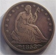 1/2 $ 1853 USA SIEDZĄCA WOLNOŚĆ - „FILADELFIA ” *D02*