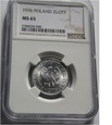 1 ZŁOTY 1976 NGC MS 65 ALUMINIUM