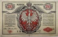 Banknot 20 marek polskich 1917 r. stan 4
