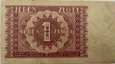 Banknot 1 złoty 1946 r. stan 3