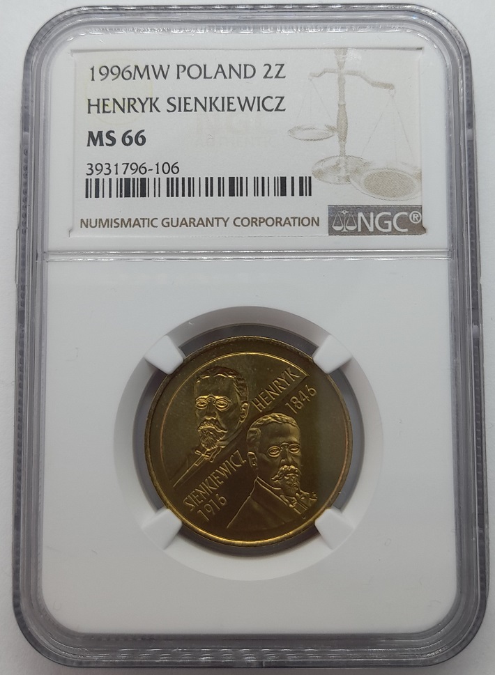 2 złote Henryk Sienkiewicz MS66 Grading
