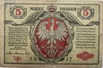 Banknot 5 marek polskich 1917 r. stan 4