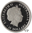 Australia, 15 Dolarów Agama Kołnierzasta  2010 r. 1/10 Oz Pt 9995