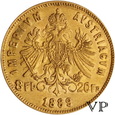 Austria , 20 Franków / 8 Forintów 1889 r. 