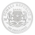 Somalia, 100 Szylingów 2018 r., Fauna Afryki - Lampart, 1 OZ Ag 999,9