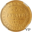 Rosja, 5 Rubli 1855 r. AU58 Rzadsza !!! 