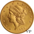 USA, 20 Dolarów Liberty 1903 r. MAŁY NAKŁAD !!!