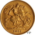 Wielka Brytania , 1/2 Sovereign 1911 r. 