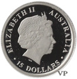 Australia, 15 Dolarów Wombat Tasmański  2010 r. 1/10 Oz Pt 9995