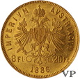 Austria , 20 Franków/8 Forintów 1886 r. 