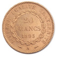Francja, 20 Franków 1893 r.