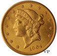 USA, 20 Dolarów Liberty Head 1904 r. 