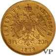 Austria , 20 Franków/8 Florenów 1879 r. 