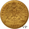 Austria , 20 Franków/8 Forintów 1875 r. Mały Nakład ! 