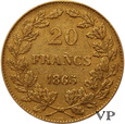 Belgia , 20 Franków 1865 r. 