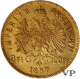 Austria , 20 Franków/8 Forintów 1887 r. 