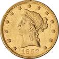 USA, 10 Dolarów 1852 r. Rzadsza