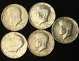 Zestaw 5 monet, USA  1/2$ Kennedy, Różne roczniki