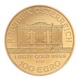 Austria, 100 Euro 2021 r., Filharmonia 1 OZ Au 999,9