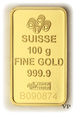 Szwajcaria , Sztabka 100 g. AU 999,9