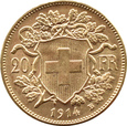 SZWAJCARIA - 20 franków 1914 B - BERNO - stary rocznik