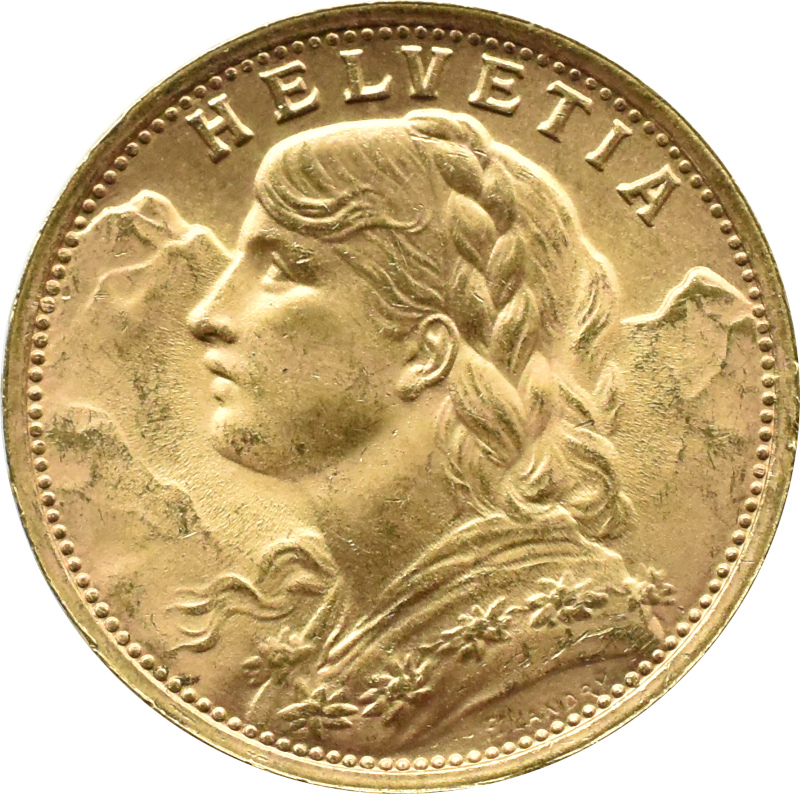 Szwajcaria, 20 franków 1947 B, UNC