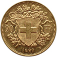 SZWAJCARIA - 20 franków 1899 STARE BICIE 