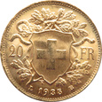 SZWAJCARIA - 20 franków 1935 LB 