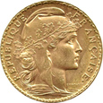 Francja, 20 franków 1910, KOGUT, Paryż 