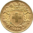 SZWAJCARIA - 20 franków 1935 LB - Berno